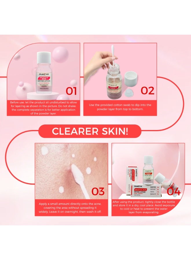 أوكييا ماء لعلاج حب الشباب بحمض الساليسيليك بتركيز 2%، للتحكم في الزيوت، وإصلاح البشرة، وتخفيف آثار حب الشباب، للبشرة الحساسة، 10 مل - Image 2